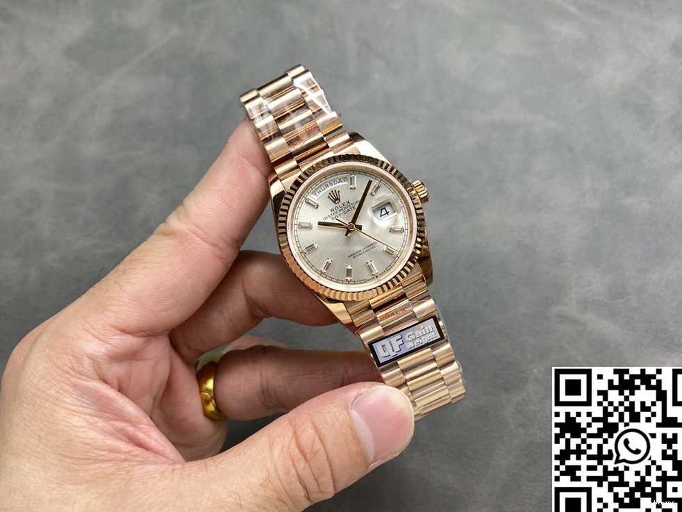 Dial Gold M228235-0004 Factory Silver Rose Date Tungsten v5 Day Rolex Steel QF 0409